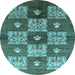 Round Oriental Light Blue Industrial Rug, urb894lblu