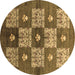 Round Machine Washable Oriental Brown Industrial Rug, wshurb894brn