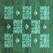 Square Oriental Turquoise Industrial Rug, urb894turq