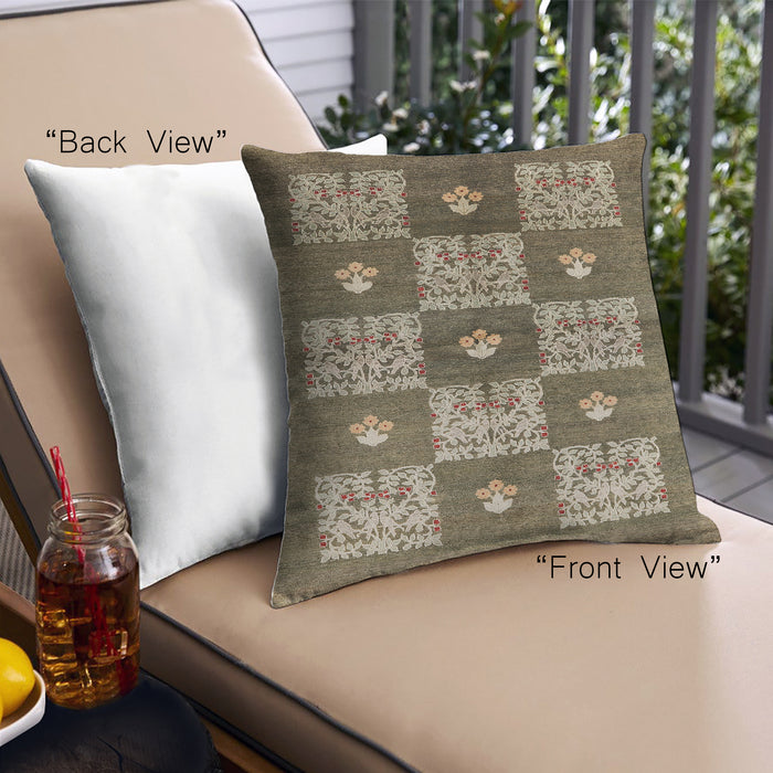 Front View of Mid-Century Modern Urban Square Brown Throw Pillow, 18 inch by 18 inch, pwurb894