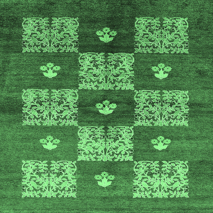 Square Oriental Emerald Green Industrial Rug, urb894emgrn