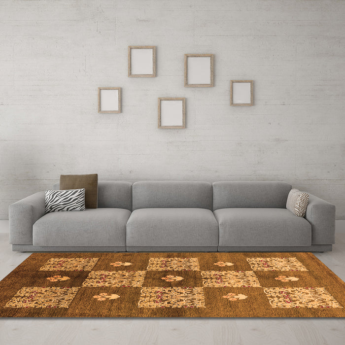 Machine Washable Oriental Orange Industrial Area Rugs in a Living Room, wshurb894org