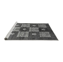 Sideview of Machine Washable Oriental Gray Industrial Rug, wshurb894gry