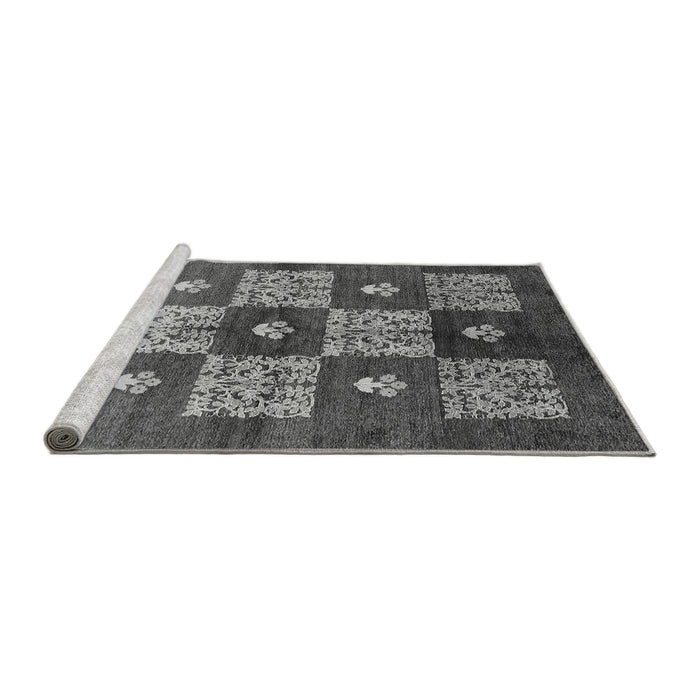 Sideview of Machine Washable Oriental Gray Industrial Rug, wshurb894gry