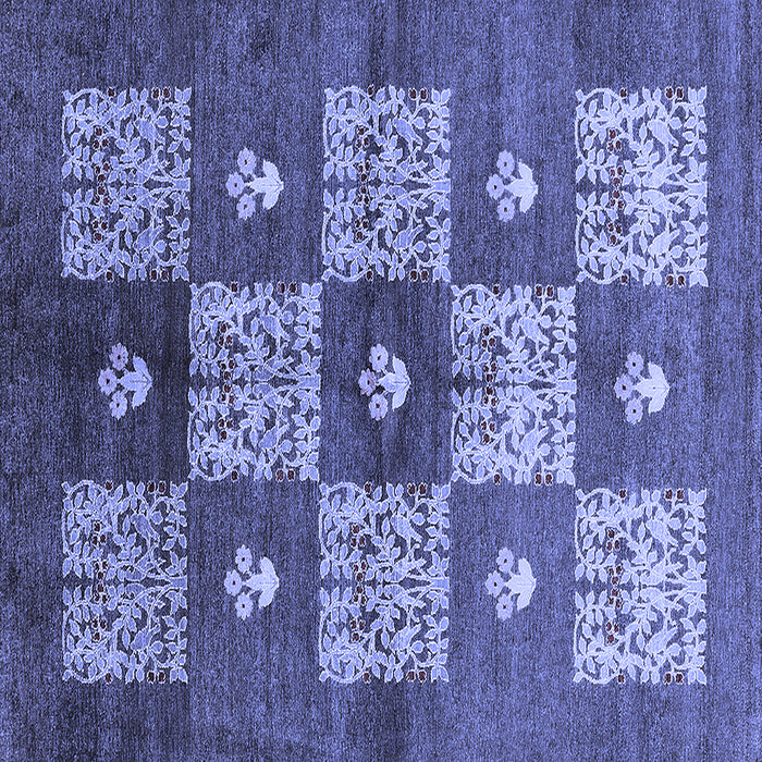 Square Machine Washable Oriental Blue Industrial Rug, wshurb894blu