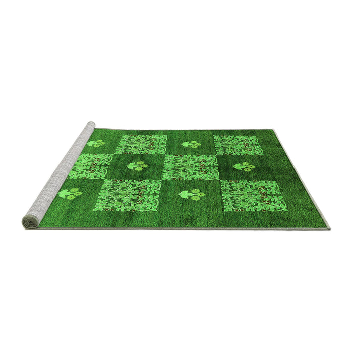 Sideview of Machine Washable Oriental Green Industrial Area Rugs, wshurb894grn