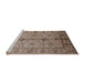 Sideview of Machine Washable Industrial Modern Sienna Brown Rug, wshurb895