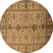 Round Oriental Brown Traditional Rug, urb895brn