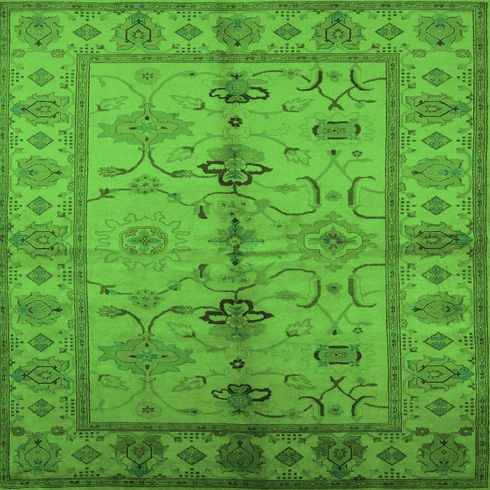 Square Machine Washable Oriental Green Traditional Area Rugs, wshurb895grn