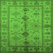 Square Machine Washable Oriental Green Traditional Area Rugs, wshurb895grn