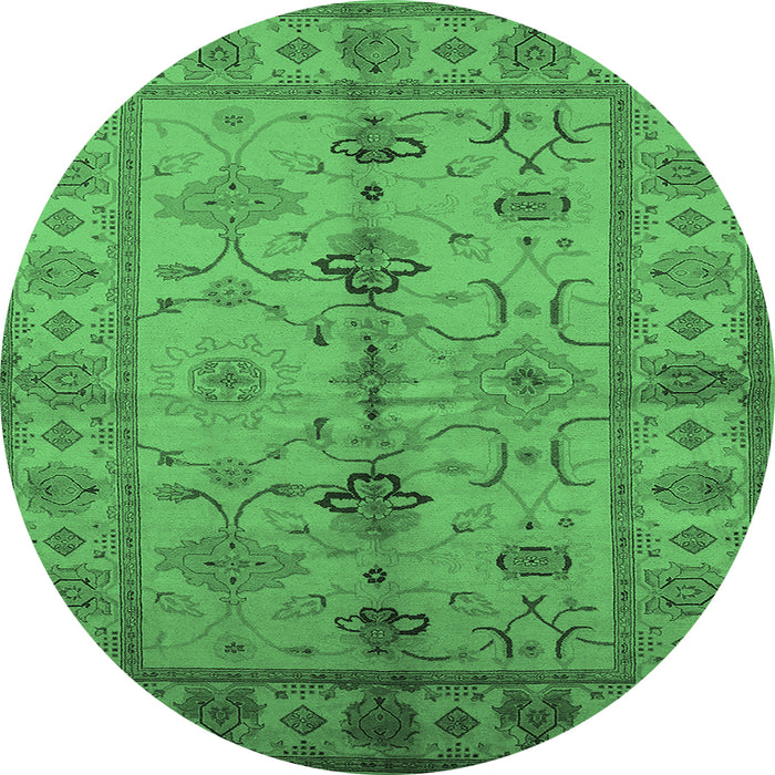 Round Oriental Emerald Green Traditional Rug, urb895emgrn