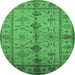 Round Oriental Emerald Green Traditional Rug, urb895emgrn