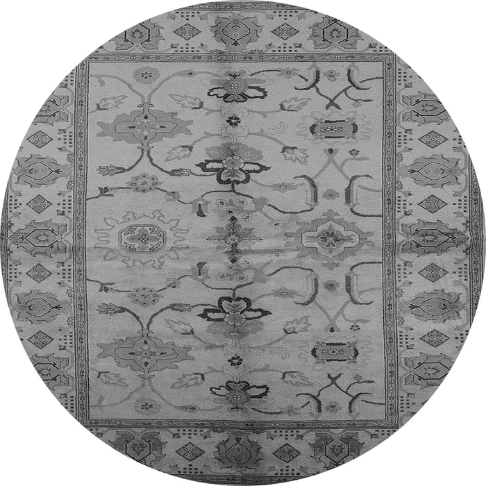 Round Machine Washable Oriental Gray Traditional Rug, wshurb895gry