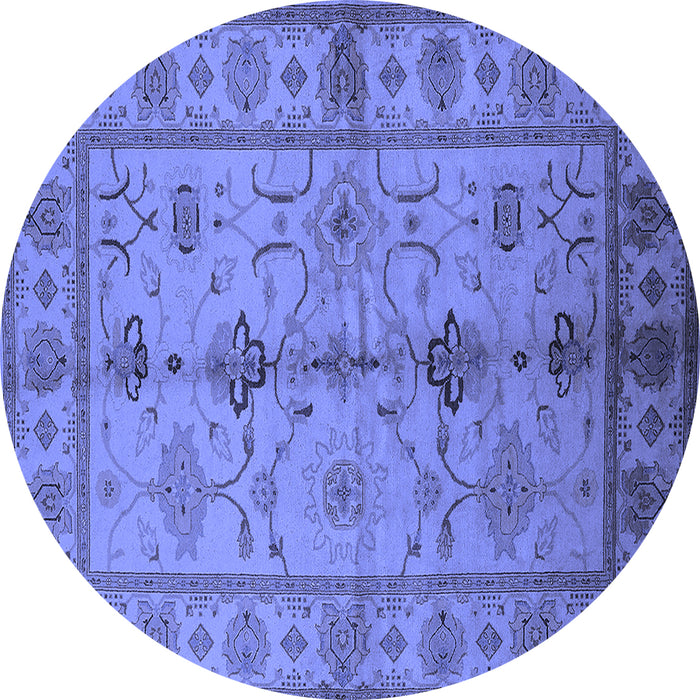Round Oriental Blue Traditional Rug, urb895blu