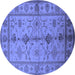 Round Oriental Blue Traditional Rug, urb895blu
