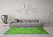 Machine Washable Oriental Green Traditional Area Rugs in a Living Room,, wshurb895grn