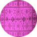 Round Machine Washable Oriental Pink Traditional Rug, wshurb895pnk