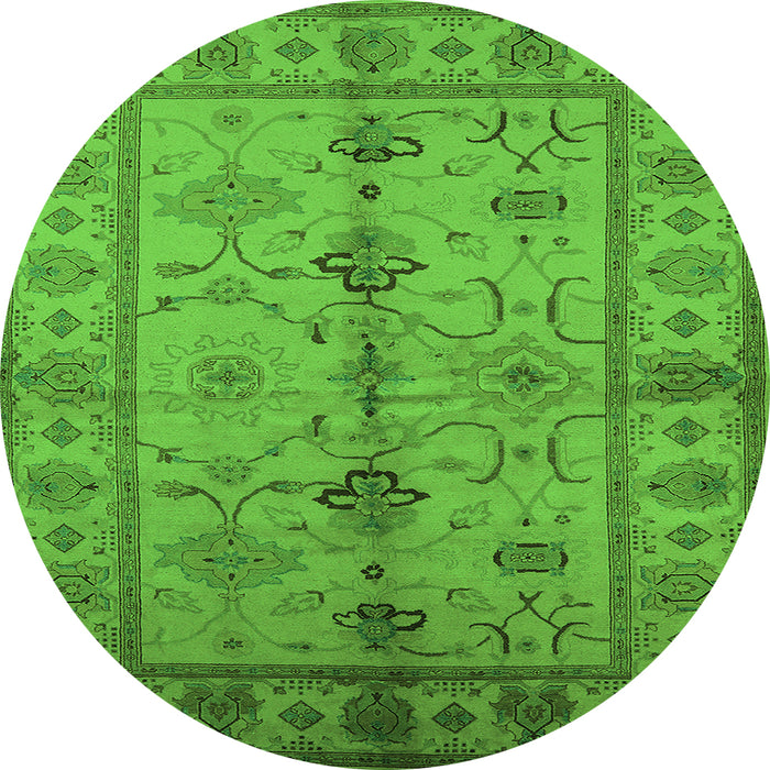 Round Oriental Green Traditional Rug, urb895grn