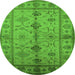 Round Oriental Green Traditional Rug, urb895grn