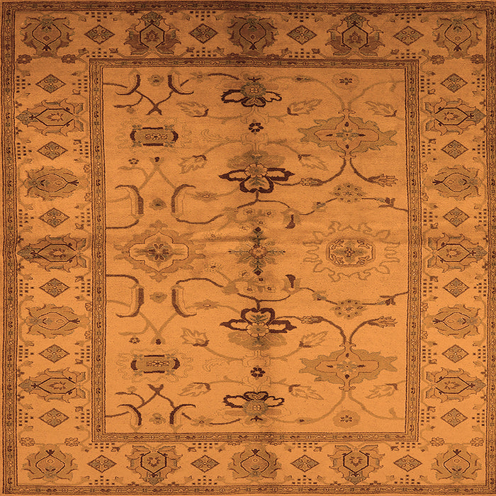 Square Oriental Orange Traditional Rug, urb895org