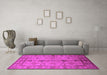 Machine Washable Oriental Pink Traditional Rug in a Living Room, wshurb895pnk