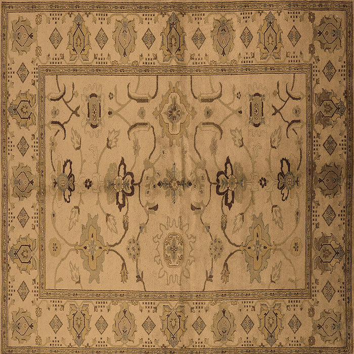 Square Machine Washable Oriental Brown Traditional Rug, wshurb895brn
