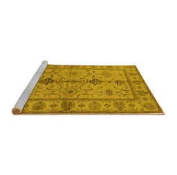 Sideview of Machine Washable Oriental Yellow Traditional Rug, wshurb895yw
