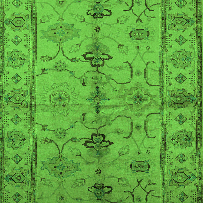 Machine Washable Oriental Green Traditional Area Rugs, wshurb895grn