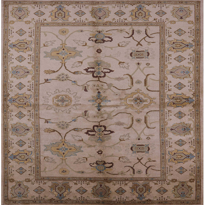 Square Mid-Century Modern Sienna Brown Oriental Rug, urb895