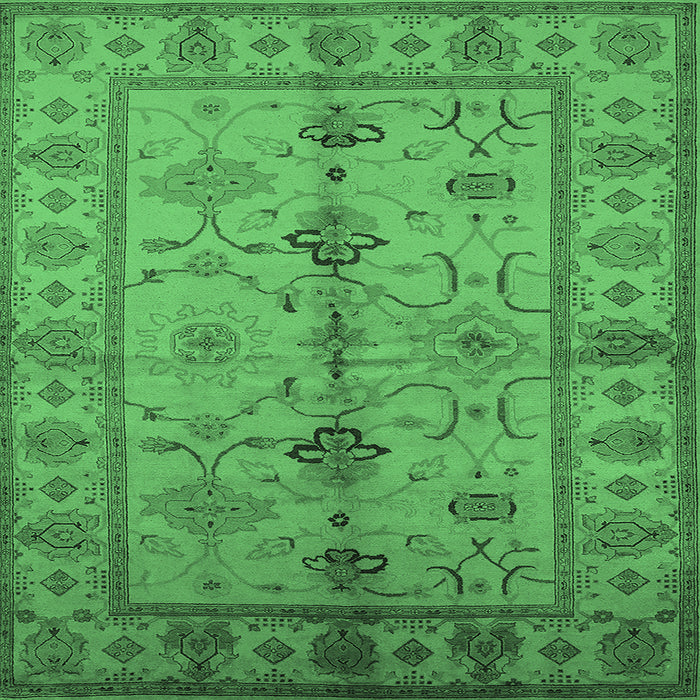 Square Oriental Emerald Green Traditional Rug, urb895emgrn