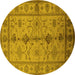 Round Oriental Yellow Traditional Rug, urb895yw