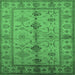 Square Machine Washable Oriental Emerald Green Traditional Area Rugs, wshurb895emgrn