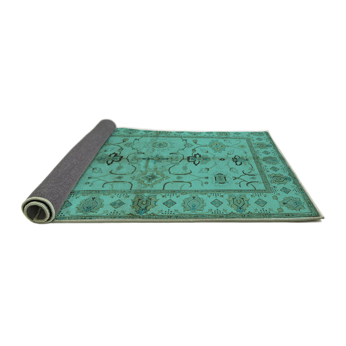 Sideview of Oriental Turquoise Traditional Rug, urb895turq