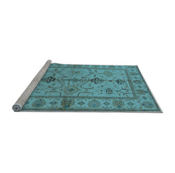 Sideview of Machine Washable Oriental Light Blue Traditional Rug, wshurb895lblu