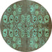 Round Oriental Turquoise Industrial Rug, urb896turq