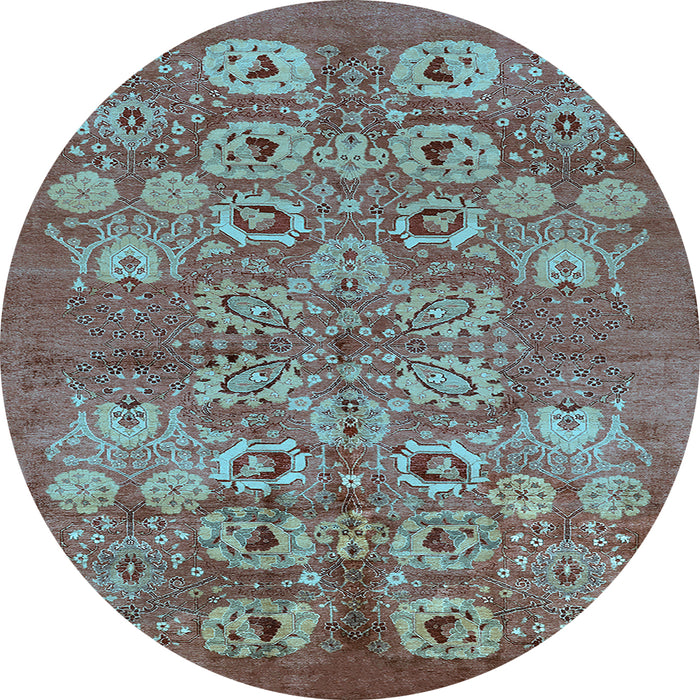 Round Oriental Light Blue Industrial Rug, urb896lblu