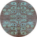 Round Oriental Light Blue Industrial Rug, urb896lblu