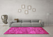 Machine Washable Oriental Pink Industrial Rug in a Living Room, wshurb896pnk