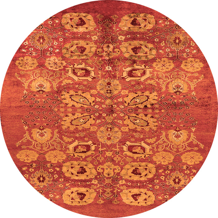 Round Oriental Orange Industrial Rug, urb896org