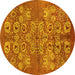 Round Oriental Yellow Industrial Rug, urb896yw