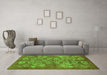 Machine Washable Oriental Green Industrial Area Rugs in a Living Room,, wshurb896grn