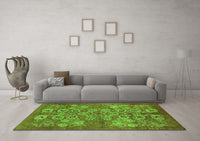 Machine Washable Oriental Green Industrial Rug, wshurb896grn