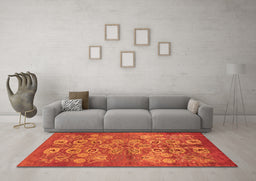 Machine Washable Oriental Orange Industrial Area Rugs in a Living Room, wshurb896org