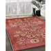 Mid-Century Modern Sunrise Orange Oriental Rug in Family Room, urb896