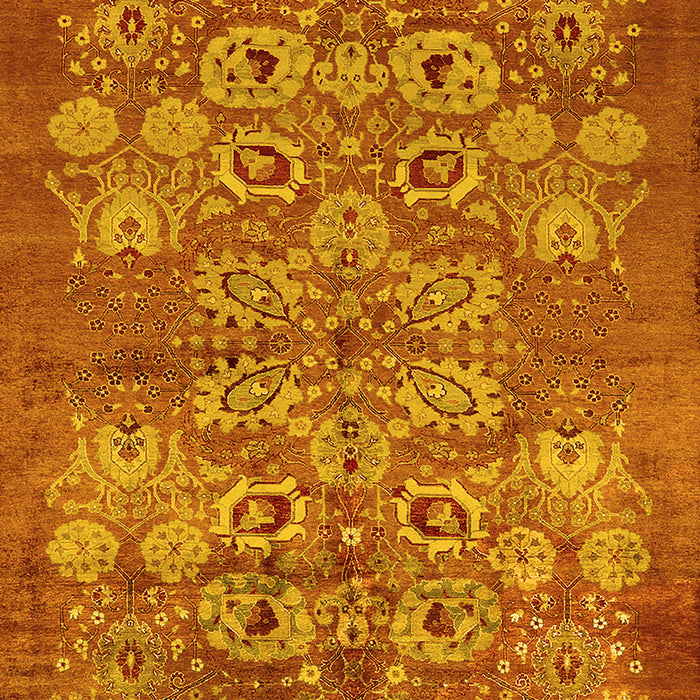 Machine Washable Oriental Yellow Industrial Rug, wshurb896yw