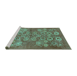 Sideview of Machine Washable Oriental Turquoise Industrial Area Rugs, wshurb896turq