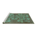 Sideview of Machine Washable Oriental Turquoise Industrial Area Rugs, wshurb896turq