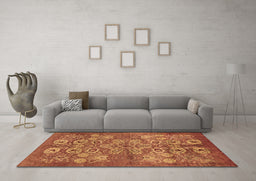 Machine Washable Oriental Brown Industrial Rug in a Living Room,, wshurb896brn