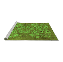 Sideview of Machine Washable Oriental Green Industrial Area Rugs, wshurb896grn