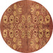 Round Oriental Brown Industrial Rug, urb896brn